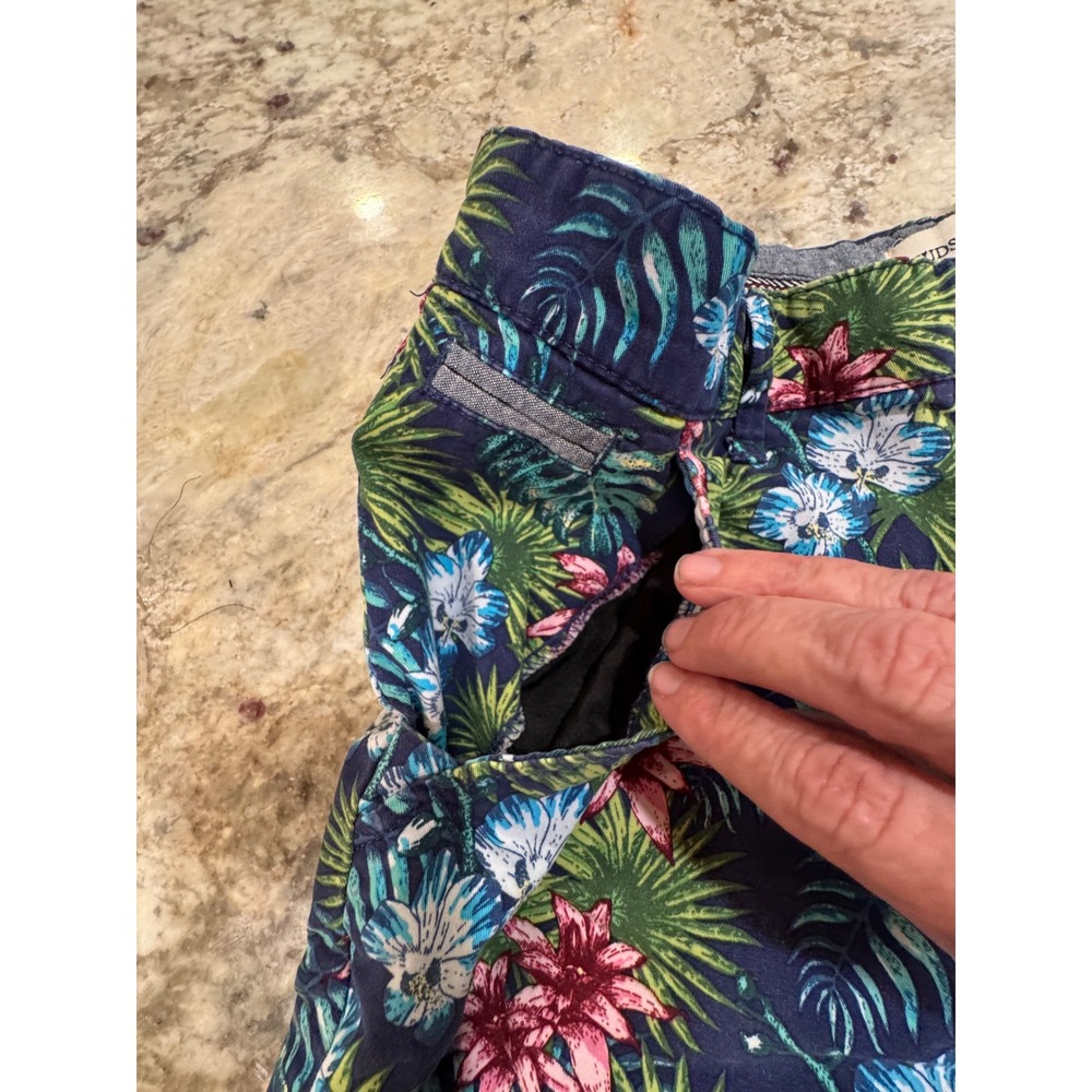 Hudson & Barrow Mens 30 Tropical Floral Shorts Navy Blue Hibiscus Palm Leaf - Picture 5 of 16